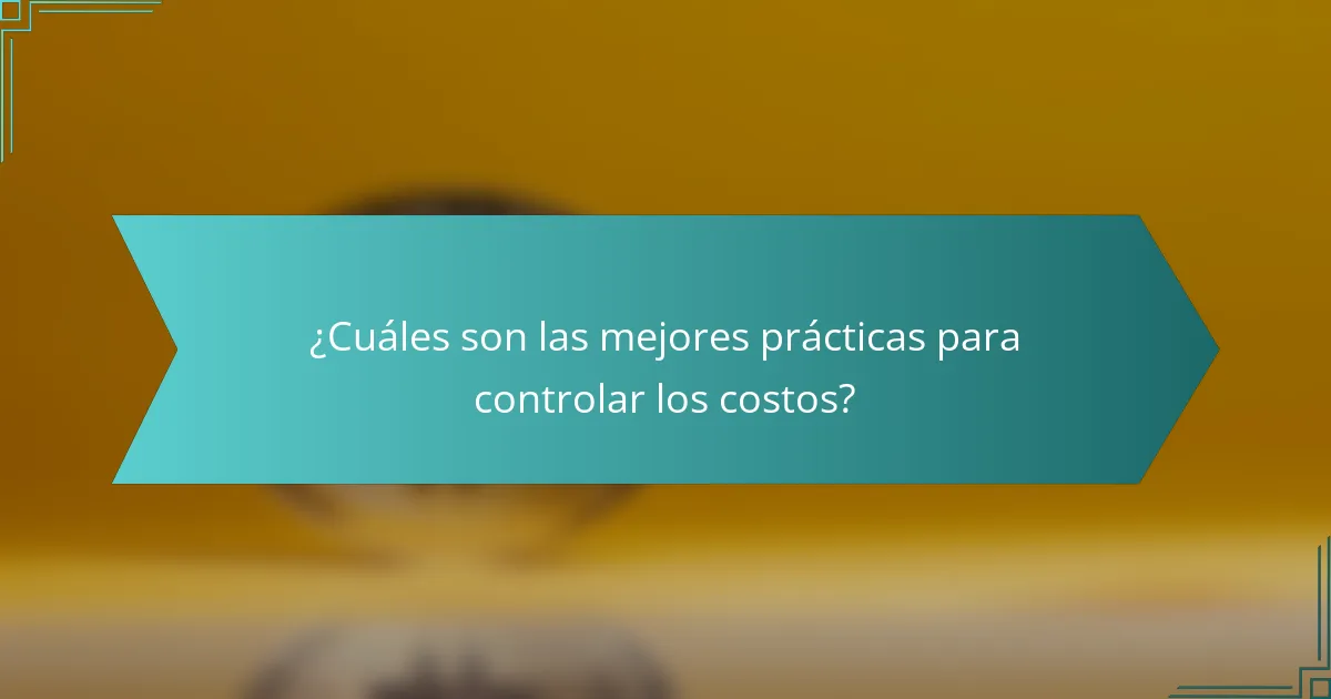 ¿Cuáles son las mejores prácticas para controlar los costos?