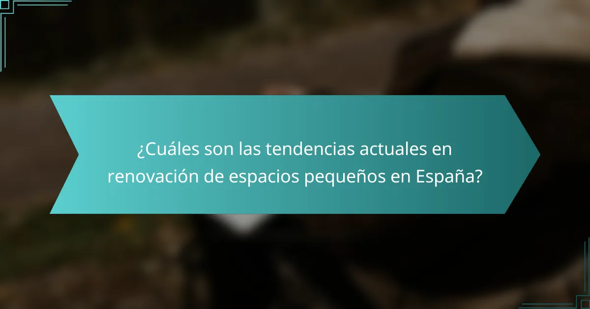 ¿Cuáles son las tendencias actuales en renovación de espacios pequeños en España?
